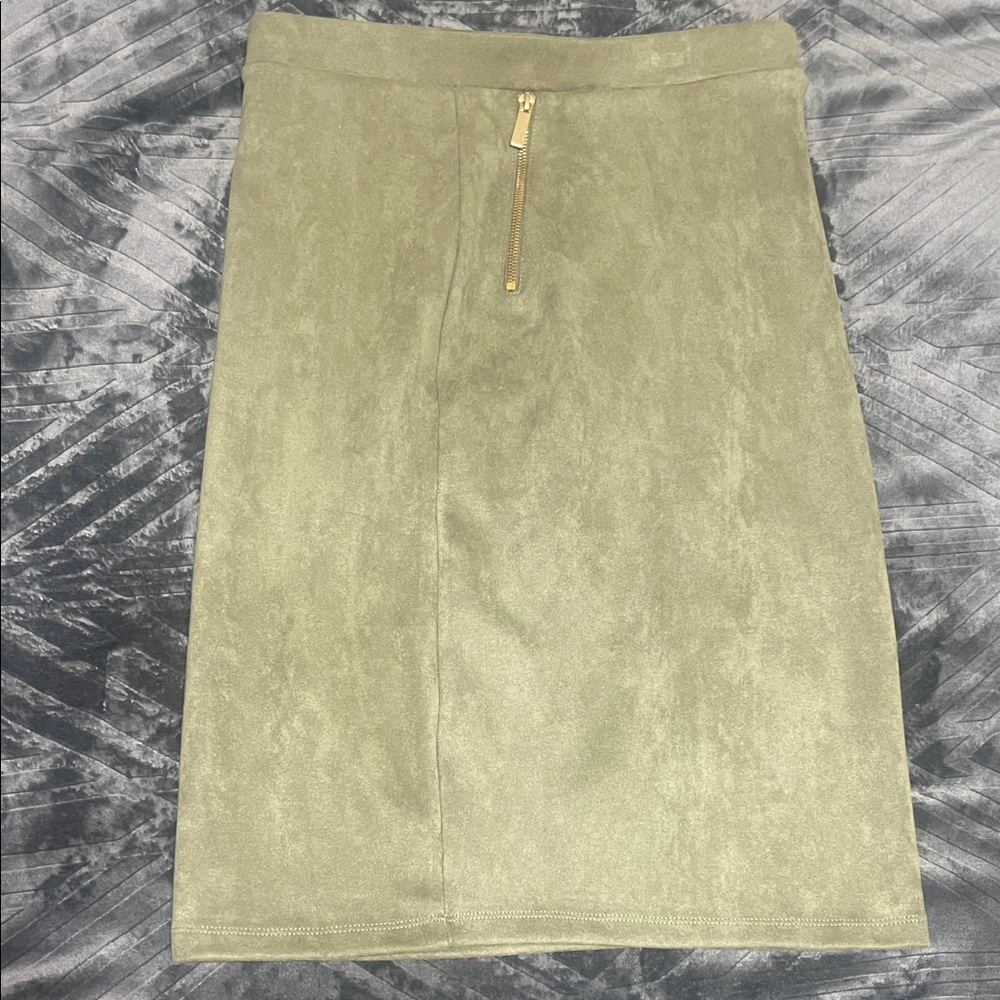 Olive Green Suede like material Pencil Skirt